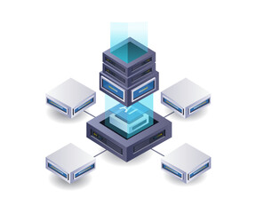 Aufkleber - Artificial intelligence network server isometric flat illustration