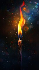 Poster - Enigmatic candle flame on dark background