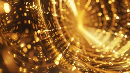 Wall Mural - Abstract image of golden glowing circuitry or technology with swirling pattern