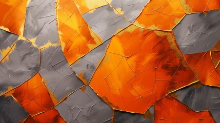 Wall Mural - Abstract artistic background. Golden brushstrokes. Textured background. Oil on canvas. modern Art. Geometric, orange, gray,