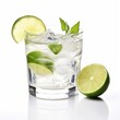 Refreshing gin and tonic with a zesty lime twist, isolated on a white background, Ai Generated