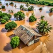 Image representing: Area flooded by floods and excessive rain in Brazil. Illustrative image generated by Ai.