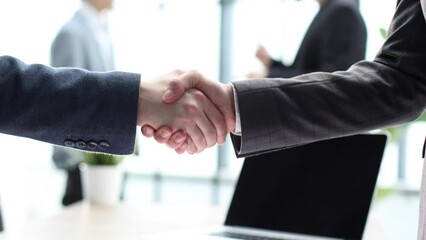 Wall Mural - Businessmen shake hands in the office after a successful deal