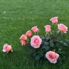 Poster - Rose in the grass ground, rose realistic HD.