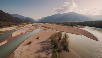 Wall Mural - aridity and flood in ponte di piave country