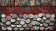 A pile of old coins with the letters A, B, C, D, E, F, G, H, I, J, K, L, M, N, O