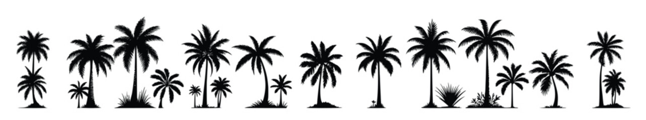 Wall Mural - Palm tree silhouette set. Collection of tropical palm trees