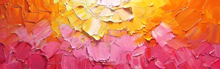 Wall Mural - Radiant Sunburst: Abstract Gold & Pink Painting Texture with Oil Brushstrokes on Canvas Art Background