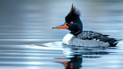 Male red breasted merganser on the lake