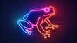tropical frog neon light sign. Glowing bright icon tropical frog sign.