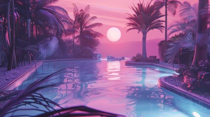 Wall Mural - vaporwave pool