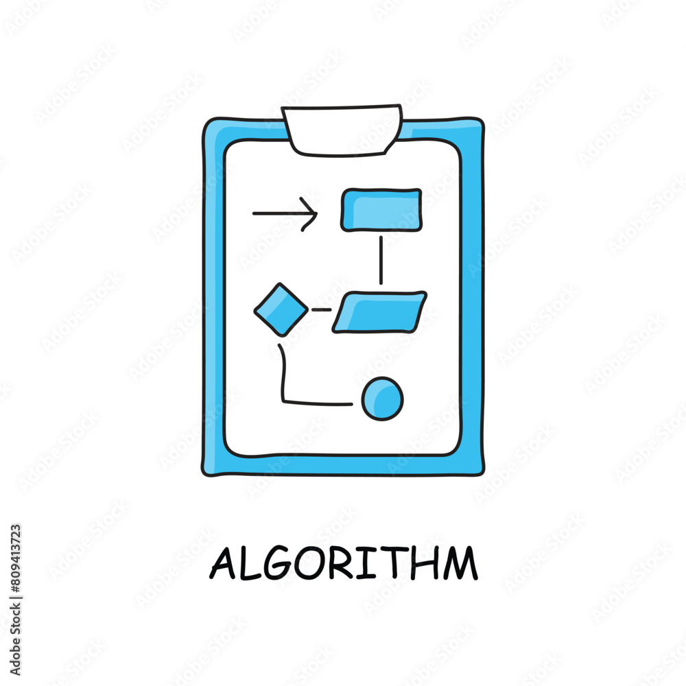 Algorithm Hand Drawn - Flowchart Sketch Icon for Programming & Logic ...