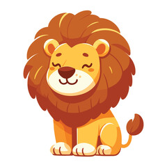 Cartoon lion flat style isolated on solid white background