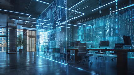 Aufkleber - modern technology office background, interior of modern office building