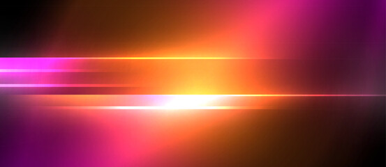 Poster - An amber light illuminates the sky, casting tints and shades of orange on the horizon. The afterglow of sunrise brings a calm heat to the astronomical object