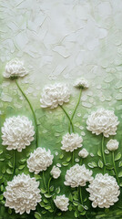 Wall Mural - White blossom Chrysanthemum flowers in garden in Artistic painting style. 