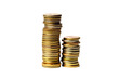 stack of coins isolated on transparent background.