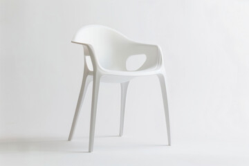 a white plastic chair with a white background