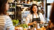 © kimly - An image of a female chef teaching a cooking class, demonstrating culinary techniques and sharing her passion for food with eager participants in a fun and interactive environment.