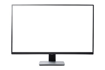 the image shows a generic widescreen computer monitor with a blank white screen. the monitor is blac