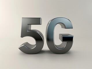 Wall Mural - 3D Render of 5G Wireless Technology Symbol