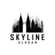 Skyscraper black silhouette design beautiful city skyline logo with tall building city illustration for template and branding
