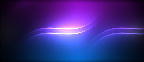 Poster - A mesmerizing blend of purple and blue hues create a luminous wave against a dark background, resembling an electric blue sky with a violet lens flare and hints of magenta gas