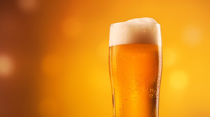 Sticker - glass of beer on orange background