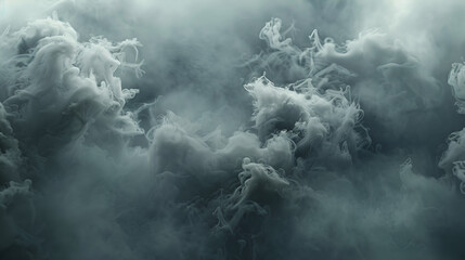 Poster - Horizontal jet of gray smoke on a dark background. Screensaver or footage,White smoke on a black background,Dense white smoke on a black isolated background. Background of smoke vape
