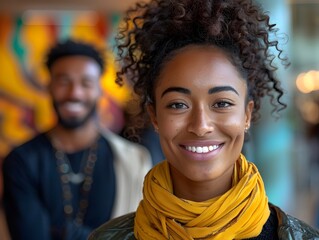 Wall Mural - Smiling Diverse People Portraits in Colorful Urban Environment