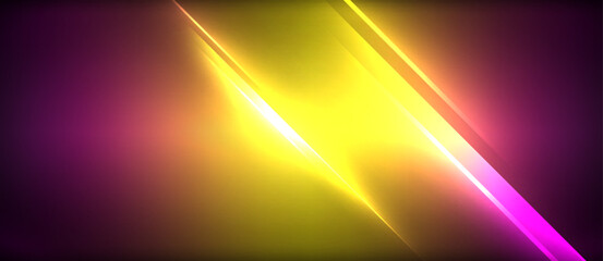 Poster - An electric blue line resembling automotive lighting glows amidst tints and shades of purple on a dark purple background, creating a stunning lens flare effect against the sky