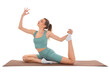 © Pixel-Shot - Young woman doing yoga on white background
