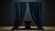 © keystoker - A dark podium with draped curtains awaits a product reveal