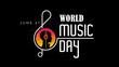 music day. world music day celebration vector design template. June 21. Music day, with silhouettes of people listening to music and musical notes