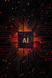Artificial intelligence (Ai) on circuit board background, Generative Ai