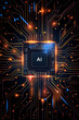 Artificial intelligence (Ai) on circuit board background, Generative Ai