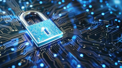 Poster - Digital padlock icon of cyber security and data protection technology,.and business data privacy concept.