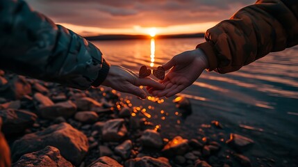 Wall Mural - Hearts United: Intertwined Hands Exchanging Love





