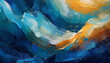 © Bounpaseuth - Closeup of abstract rough colorful dark blue art painting texture background wallpaper