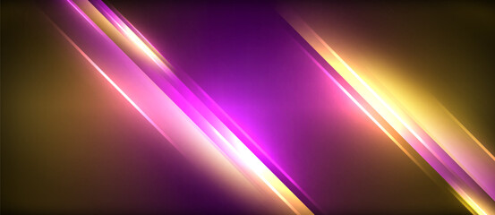 Poster - A striking diagonal line in hues of purple, magenta, and electric blue creates a mesmerizing visual effect on a dark background, reminiscent of lens flare lighting in entertainment settings