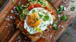Top view of vegetable topped egg toast