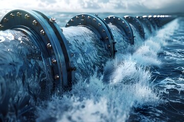 Poster - Hyper Cinematic Rendering of Tidal Power Harnessing Ocean Energy for Electricity Production