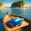 Wireless Smartphone Charging on Boat with Island View