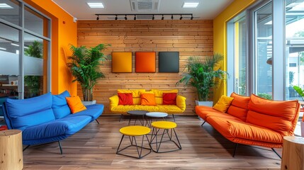 Wall Mural - Office decorated with sustainable, energy-efficient materials