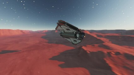 Wall Mural - spaceships exploring a unknown desert planet in deep space