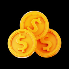 premium gold dollar coin bank icon 3d rendering on isolated background