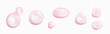© klyaksun - 3d pink soap bubble. Collagen water ball vector. Isolated transparent liquid jelly circle droplet with oil texture. Round clear strawberry serum swatch for girl skin. Hyaluron cosmetic essence orb
