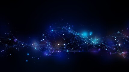 Poster - Abstract blue background with dots and weaving lines for network data security and design