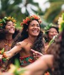a group of polynesian native woman dancing at a culture festival