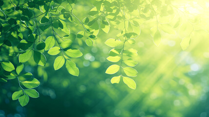 Wall Mural - green leaves in sunlight